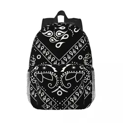 Custom Black Bandana Pattern Backpack Women Men Fashion Bookbag for College School Paisley Style Bags