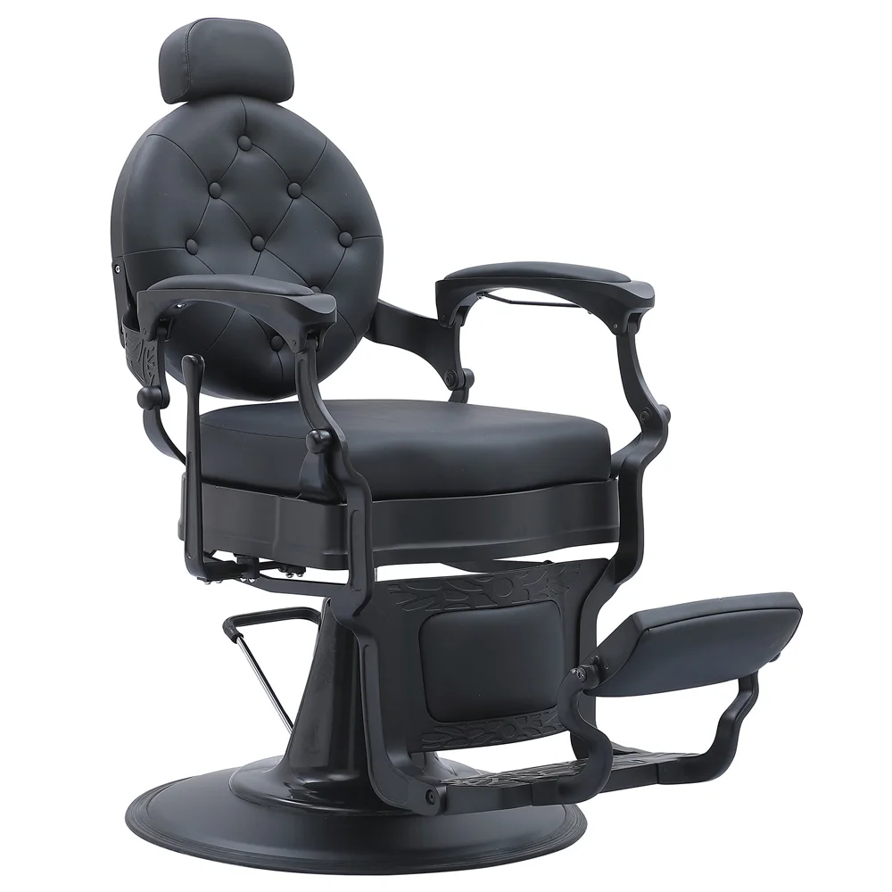 Elegant wholesale price luxury aluminum frame retro blonde hair salon furniture men's haircut chair