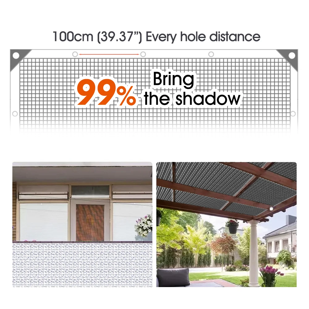 Anti-UV 99% Aluminum Foil Sun Shade Net Garden Shade Cloth Sunblock Privacy Mesh Netting Building Shelter Gazebo Pergola Balcony