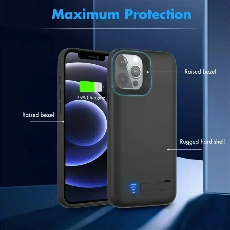 حافظة شاحن بطارية 5000 مللي أمبير في الساعة لهاتف آيفون 14/14Plus/14Pro/14ProMax