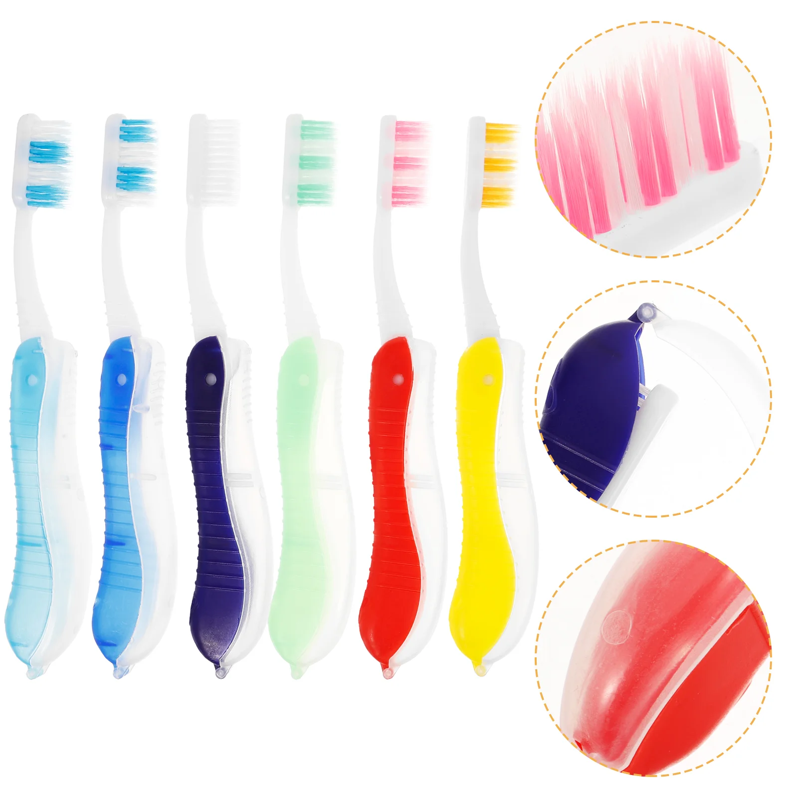 6 Pcs Folding Toothbrush Hotel Soft Bristle Cleaning Travel Size Daily Fur Toothbrushes
