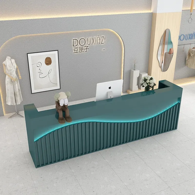 Modern Reception Desk for Dance Studio Beauty Salon Clothing Store Simple Front Counter Checkout Table for Shop Bar Office