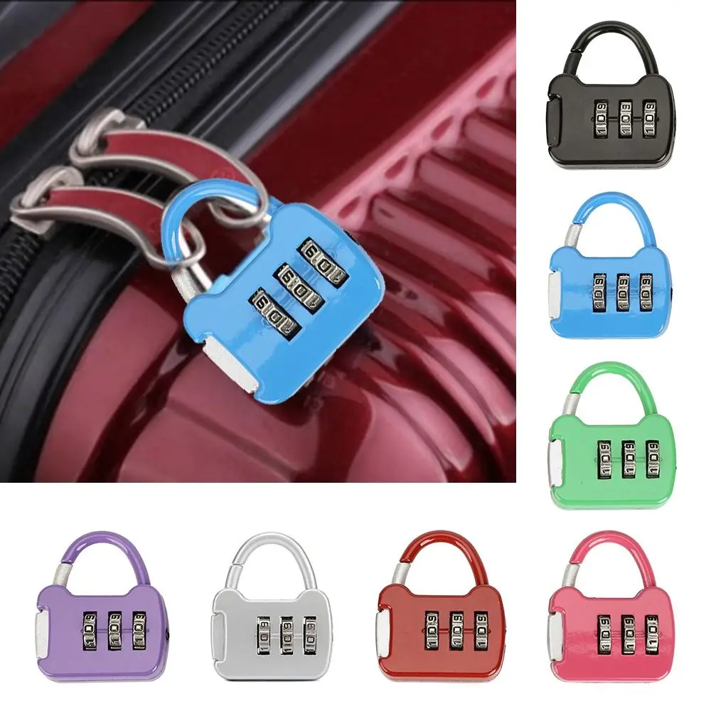 Mini Combination Lock 3 Dial Digit Luggage Padlock Password Lock Dormitory Cabinet  Lock Backpack Zipper Lock