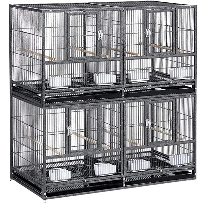 Wholesale Bird Cages High Quality Luxury Parrot Canary Round Iron Wire Can Customize Parrot Cage On Sale