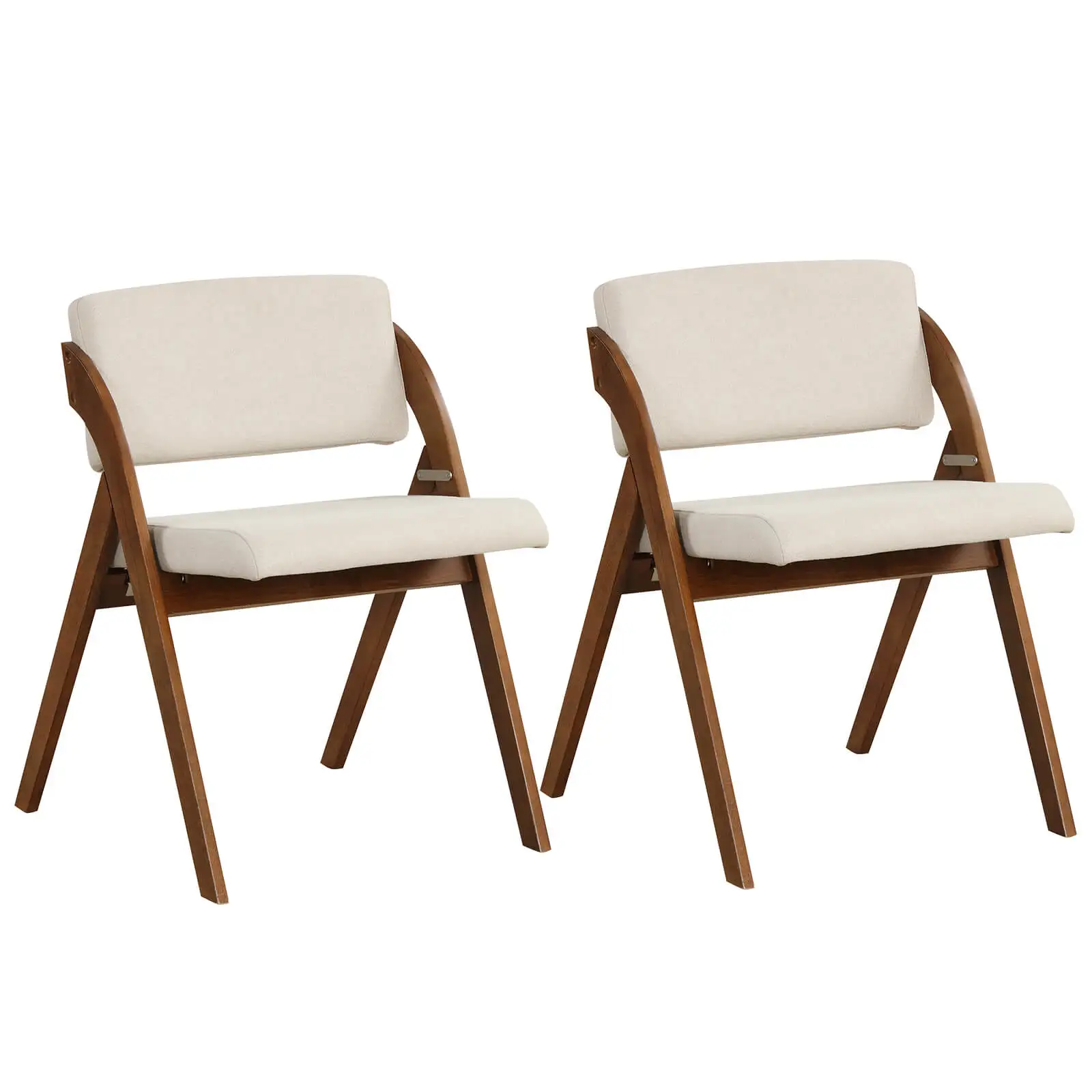 Set of 2 Dining Chairs Folding Kitchen Chair with Rubber Wood Legs Padded Seat