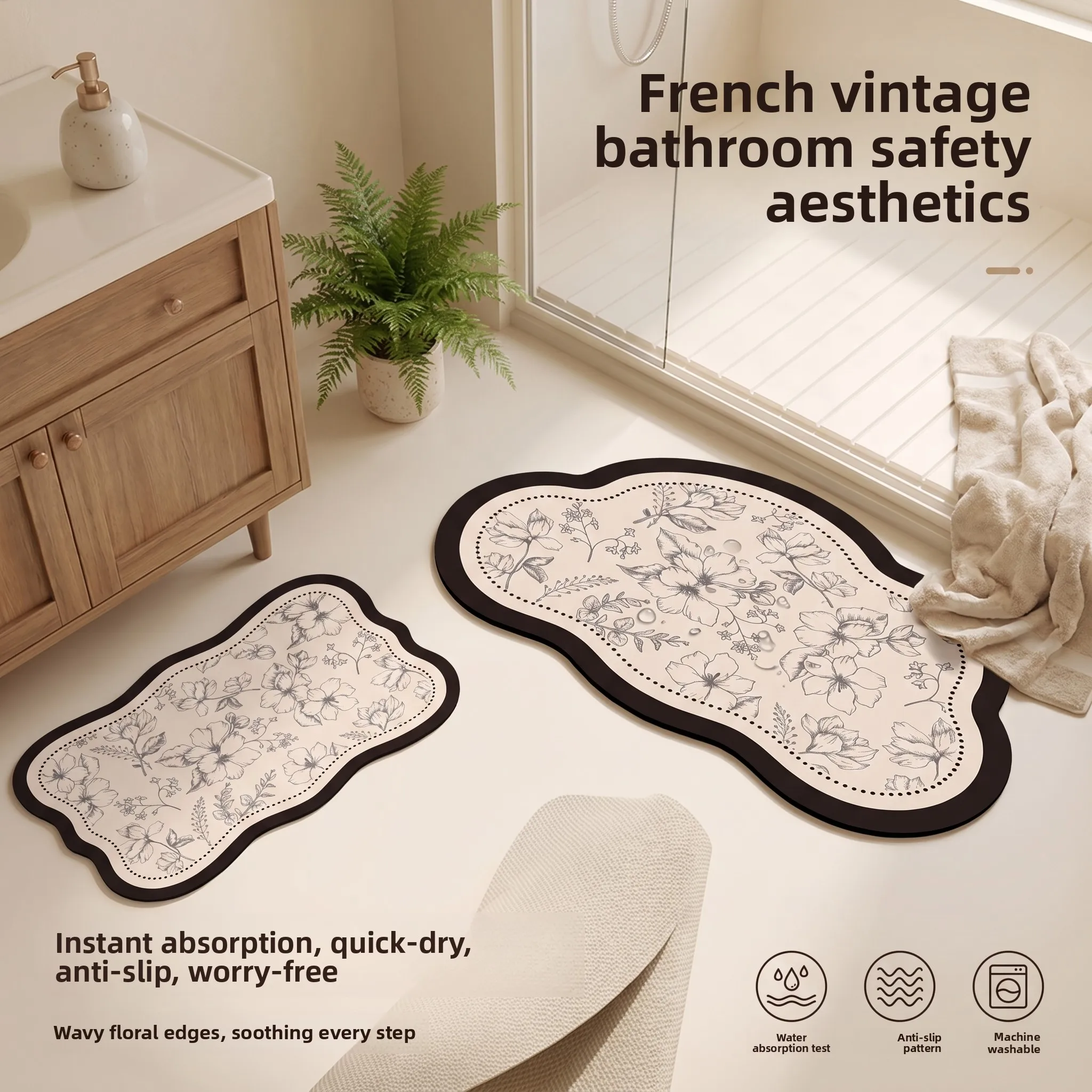 

Waterproof Anti-Slip Entrance Mat Bathroom Door Mat High Absorbency Quick Dry Luxury Sensation Dirt Resistant Home Entrance Mat