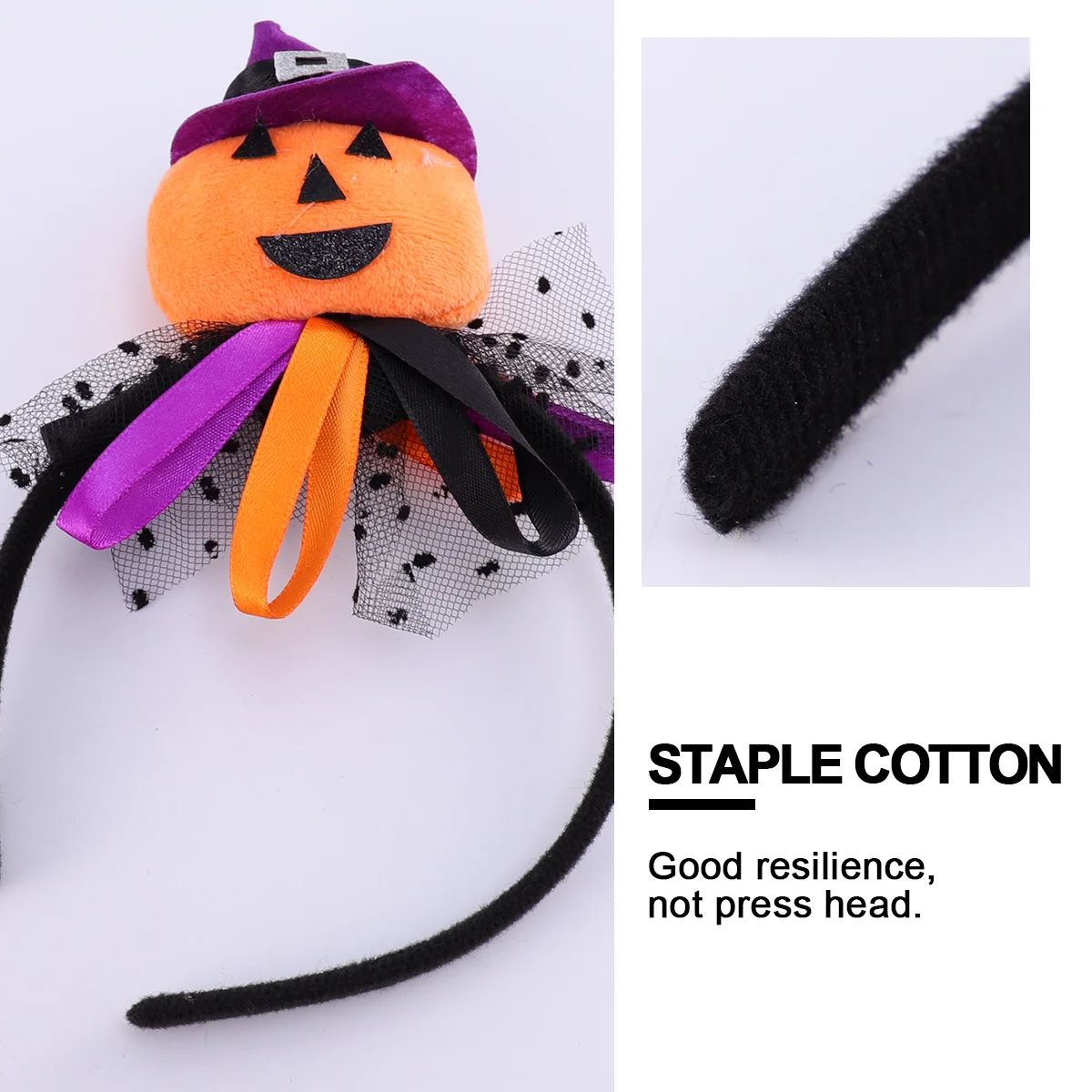 

2Pcs Halloween Hair Hoops Pumpkin Lightweight Durable Iron Cloth Funny Wizard Hat Decorative Headwear Funny Hair Hoops