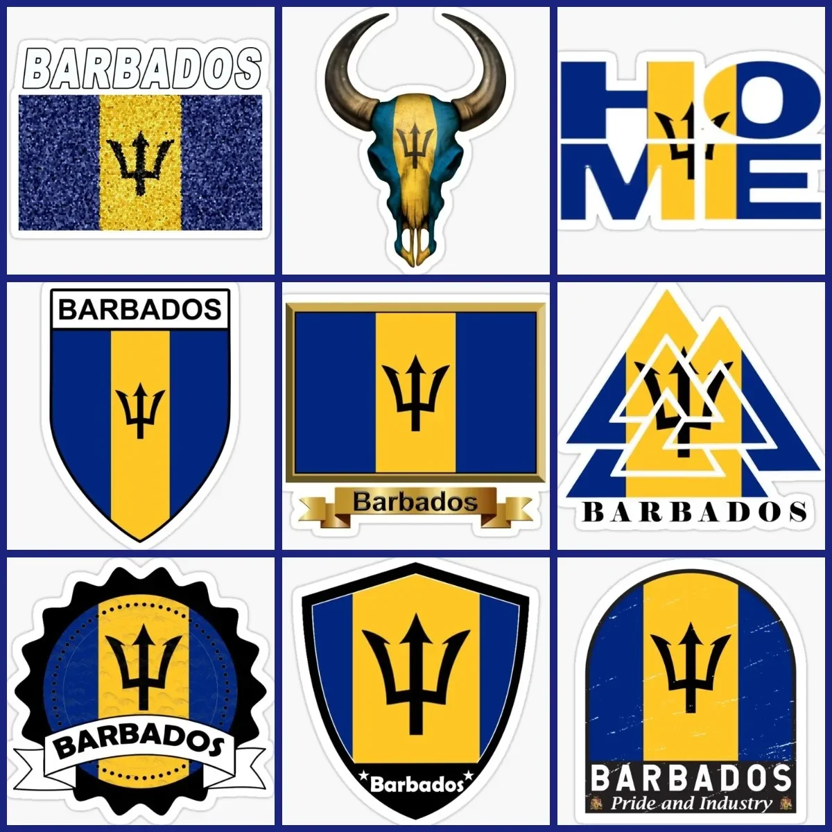 

Creative BB Barbados Flag Emblem Sticker Wall Room Truck Window Bicycle Van Glass Moto Helmet Door Camper PVC Decals Accessories