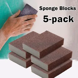 5 Pack Cleaning Sanding Sponge Blocks Drywall Kitchen Polishing Sandpaper Abrasive Foam Wall Grinding Sponge Block Sand Wood