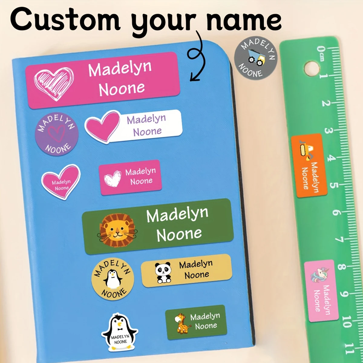 

Этикетки с именем на заказ, 121 шт., 2 листа, персонализированные наклейки для одежды, ланч-боксов, бутылок, детских школьных принадлежностей, лагеря, детского сада
