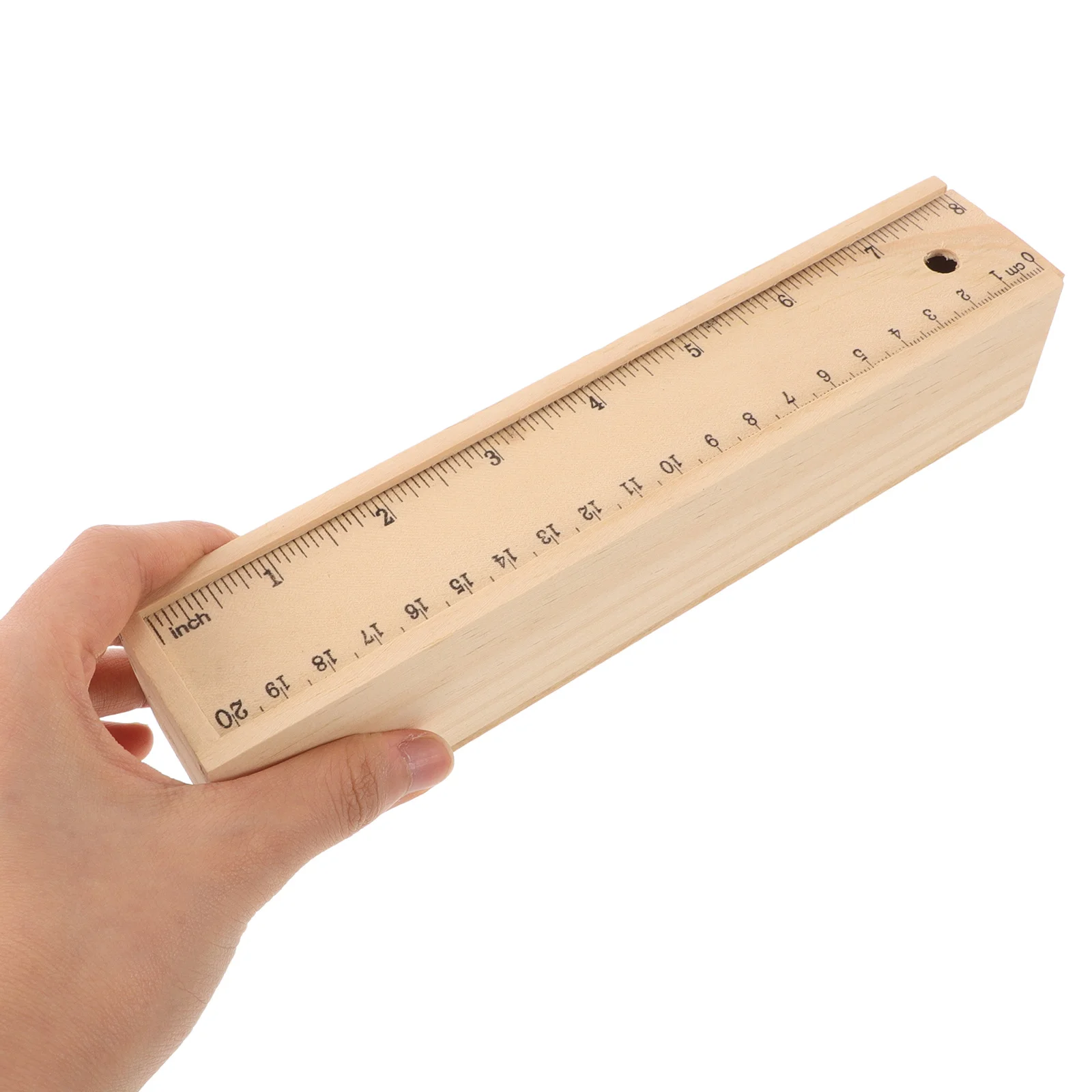 Estojo de madeira para lápis, grande capacidade, design retangular, acabamento em cor sólida, perfeito para armazenamento de material escolar e