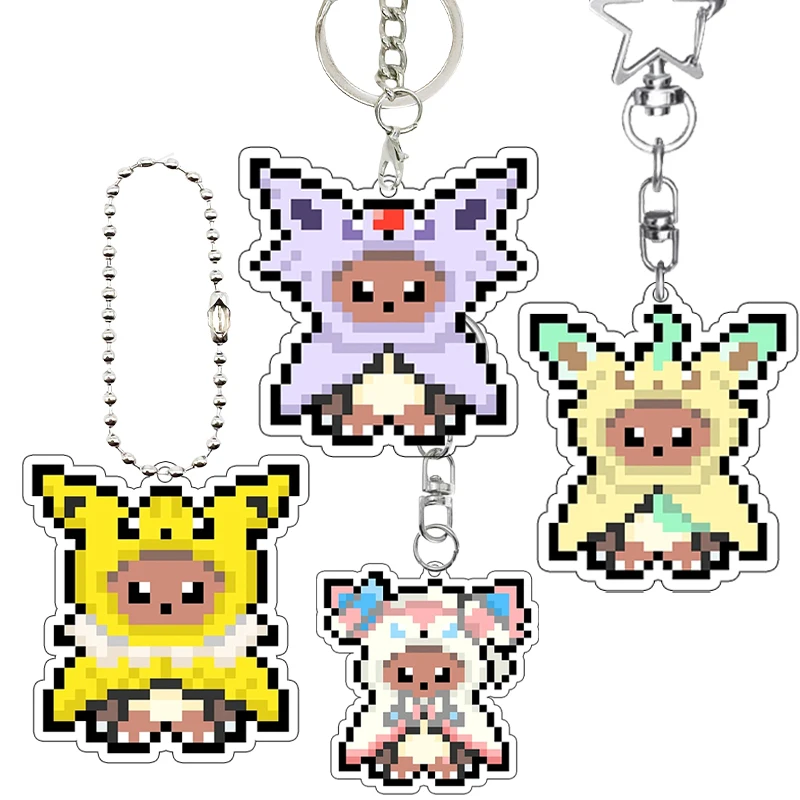 

Mosaic Anime Sylveen Glaceon Flareon Jolteon Game Peripheral Keychain Accessories Charms Backpack Key Ring Jewelry Gifts Toys