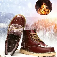 Couple Work Tooling Boots Soft Leather Waterproof Outdoor Snow Boots Keep Warm Winter Men Casual Sneakers Unisex Ankle Boots