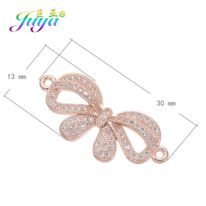 Komponenty do bransoletek DIY Juya, mikro-pave cyrkonie, złączki kokardki, akcesoria do modnej biżuterii i robótek ręcznych. — zdjęcie 3