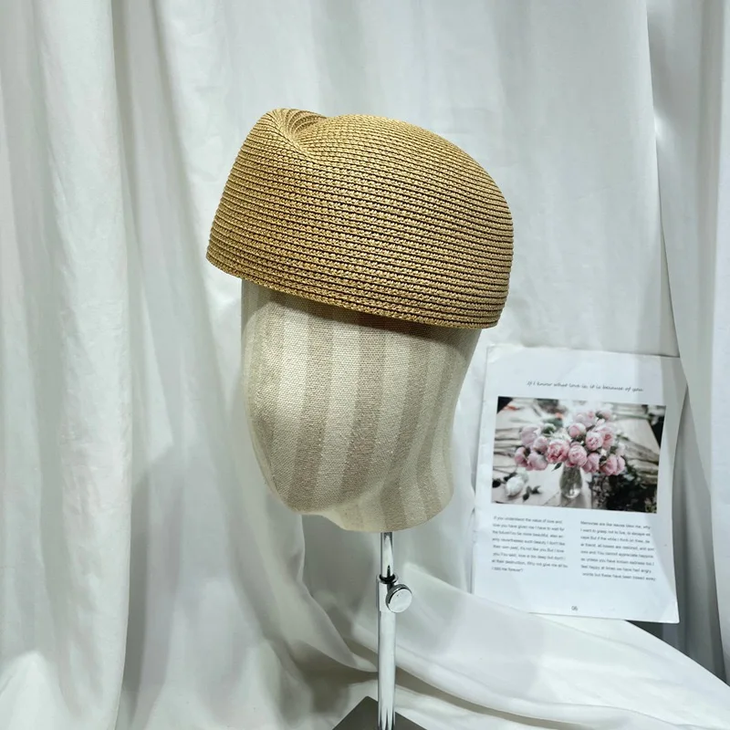 New Summer Paper Straw Beret Women Hat Fedora Sun Cap Millinery Fascinator Hostess Pillbox   Hat Base Hat Designer Bonnet Enfant
