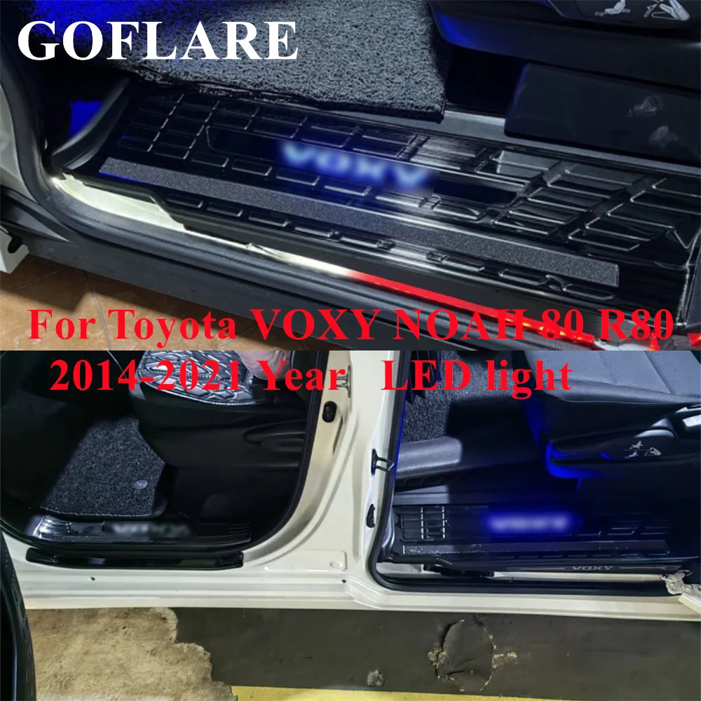 

For Toyota VOXY NOAH 80 R80 Ⅲ accessories 2014-2020 2021 led light foot side door sill illuminated step scuff plate thresholds