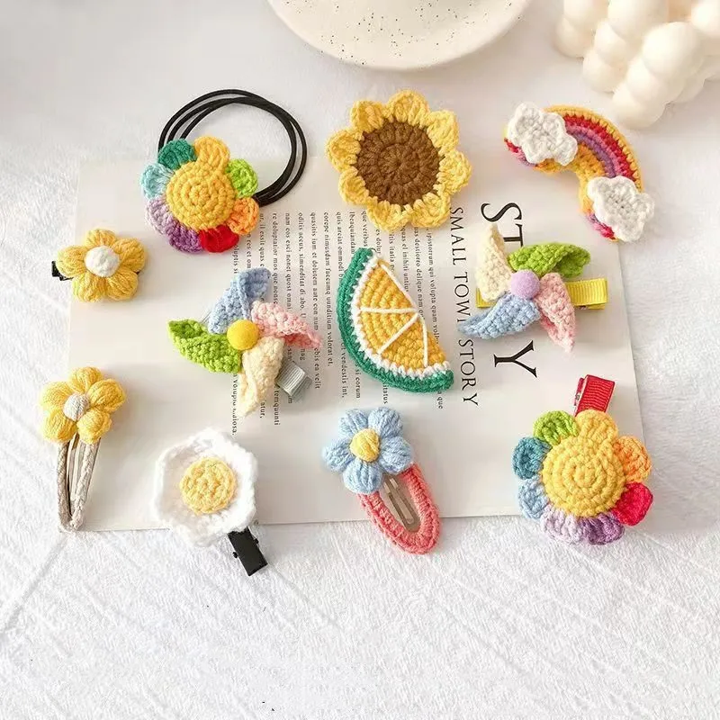

Handmade Hair Clip, Hair Clip, Woven Wool, Crochet, Hook Thread, Iive Hair Clip, Hand Knitted Hair loop, Brooch DIY Material Bag