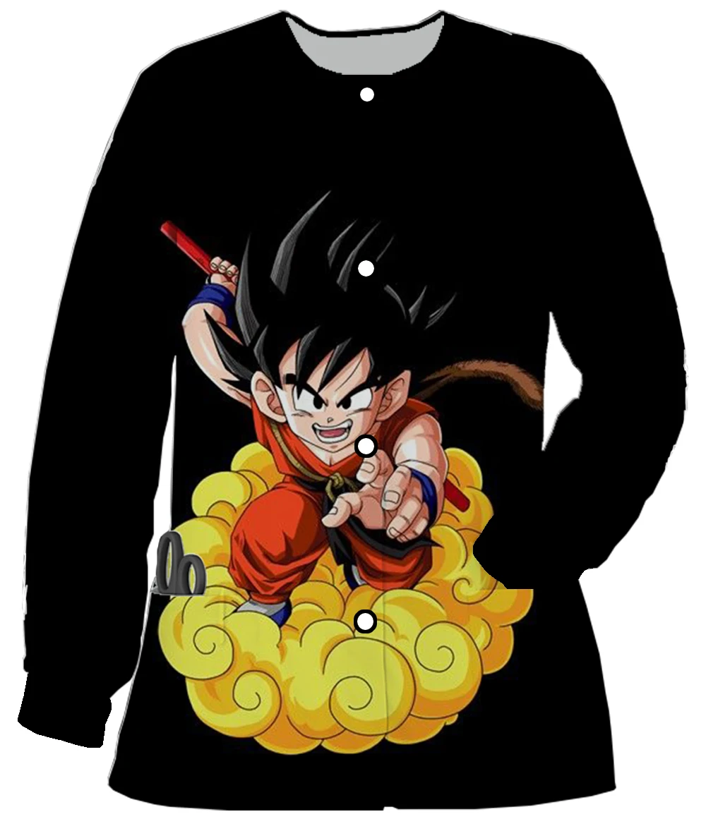 เสื้อแจ็คเก็ตสตรี Anime Dragon Ball พิมพ์ Pet Shop ทันตกรรมเสื้อผ้าทํางานเด็กกลางพยาบาลเสื้อผ้ากระเป๋าเสื้อสเวตเตอร์ถัก