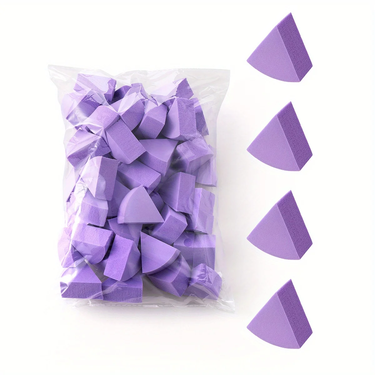 50 szt. Trójkątnych Gąbeczek do Makijażu do Pełnego Zakrycia i Blendowania, do Kremów, Podkładów w Płynie, Mini Aplikator Kosmetyczny