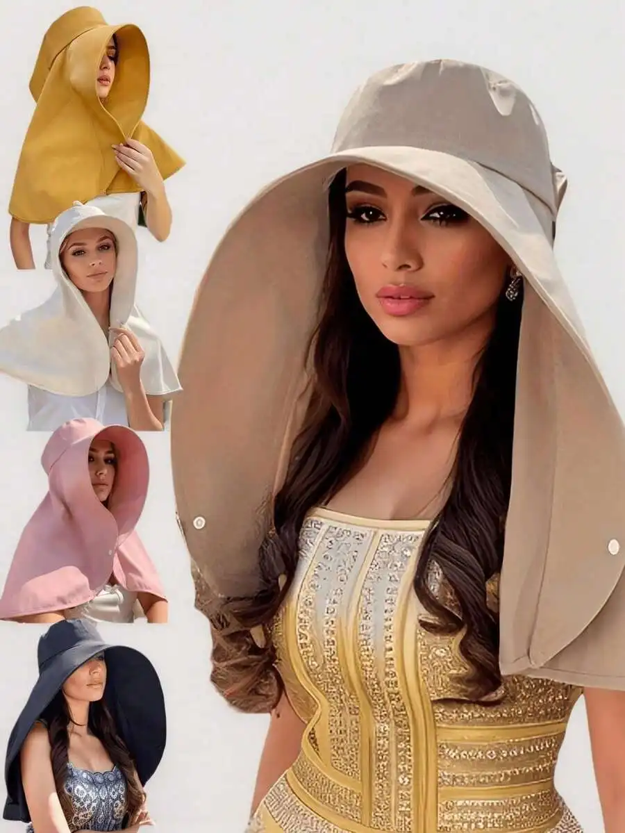 

1pc Foldable UV Protection Wide Brim Bucket Hat, Suitable For Summer Beach, Vacation, Outdoor Travel, Cycling, Hiking. Fashionable Style, Breathable And Skin-Friendly, Provides Full Protection For Face And Neck. This Foldable Bucket Hat Is Lightweight And