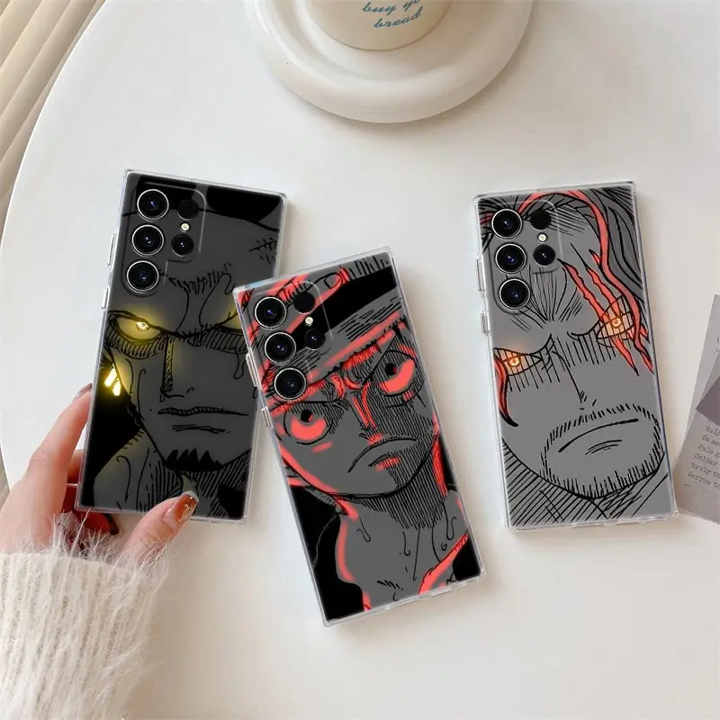 

Luffy Shanks Law Anime S26Ultra Case Coque For Samsung Galaxy S25 S26 S24 S23 Ultra S22 S20 Plus S21 FE A57 5G Clear Phone Cover