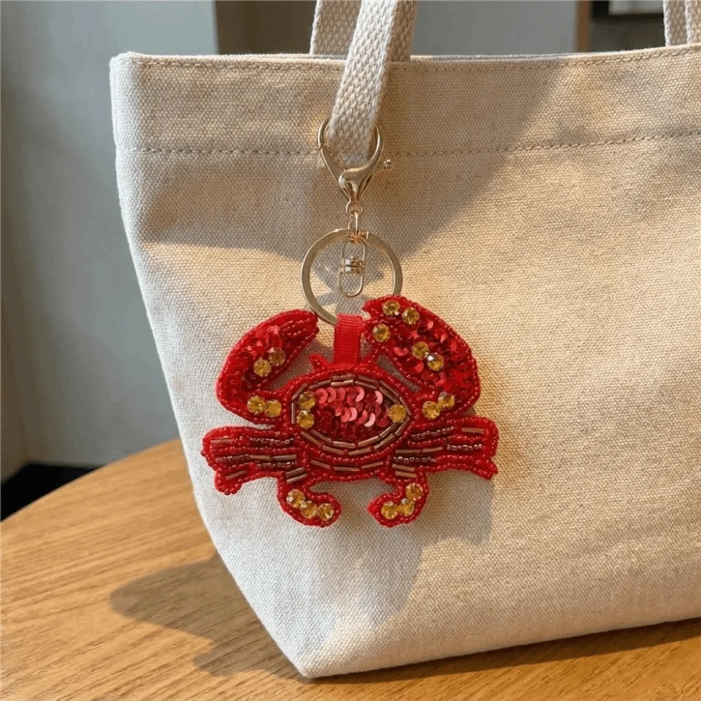Elegant Conch Starfish Keychain Crab Seashell Beads Bag Pendant Key Ring DIY Bag Charm Girls