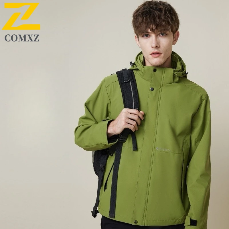 

COMXZ Mens Jacket High-quality Detachable Hood Outdoor Adventure Windproof Coat Casual Travel Windproof Men Motorcycle Jackets
