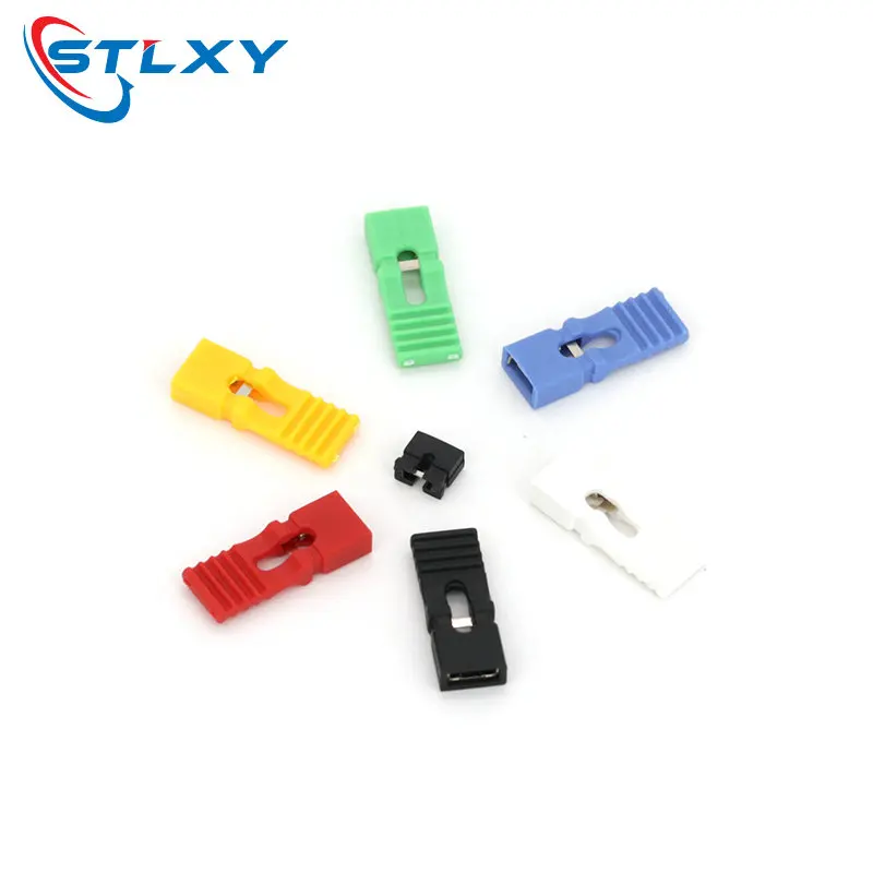 100PCS jumper cap short circuit cap spacing 2.54mm black yellow blue red short circuit block pin connector cap long handle cap