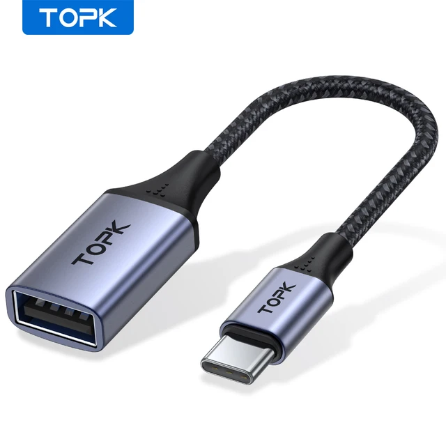 TOPK Kabel USB C na USB A Kabel OTG typu C męski na USB 2.0 żeński do MacBooka Pro Samsung Adapter typu C