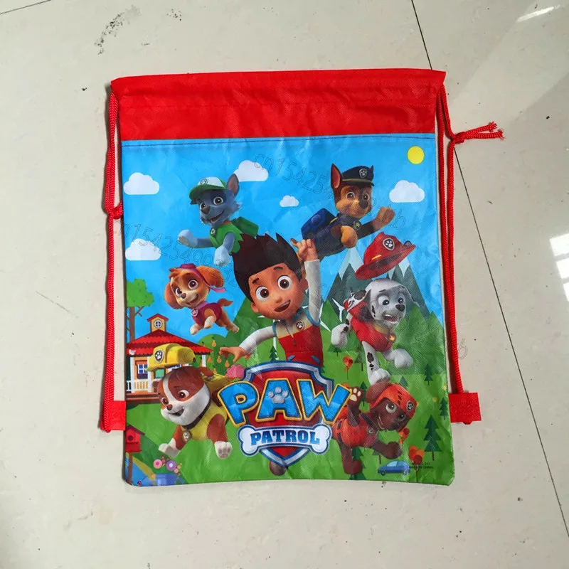 Paw Patrol Chase Non-woven Fabric Children Favorite Travel Bag Storage Clothes Shoe Bag Cotton Drawstring Dag Portable Backpack