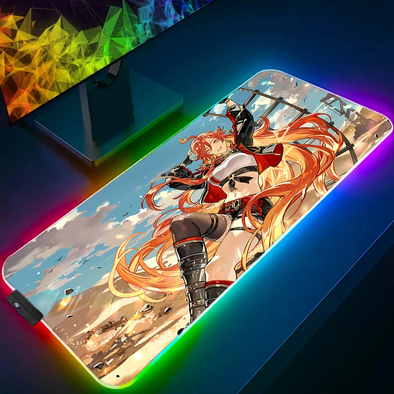 لوحة ماوس LED مطاطية RGB ملحقات ألعاب الكمبيوتر لوحة ماوس Genshin Impact Mavuika مكتب ماوس حصيرة ألعاب السجاد لوحة المفاتيح