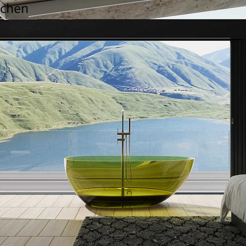 

ZML transparent bathtub household color resin small apartment hotel double bathtub