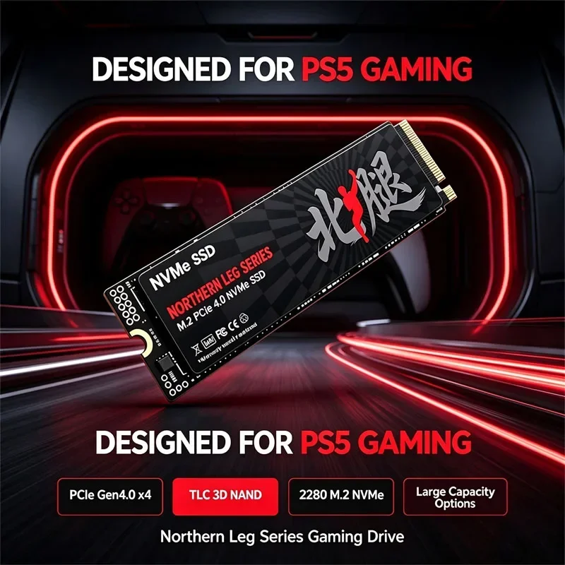 M.2 NVMe SSD PCIe Gen4.0 X4 TLC 3D NAND 1TB 4TB 2280 Internal Gaming Solid State Drive for PS5 PC Laptop