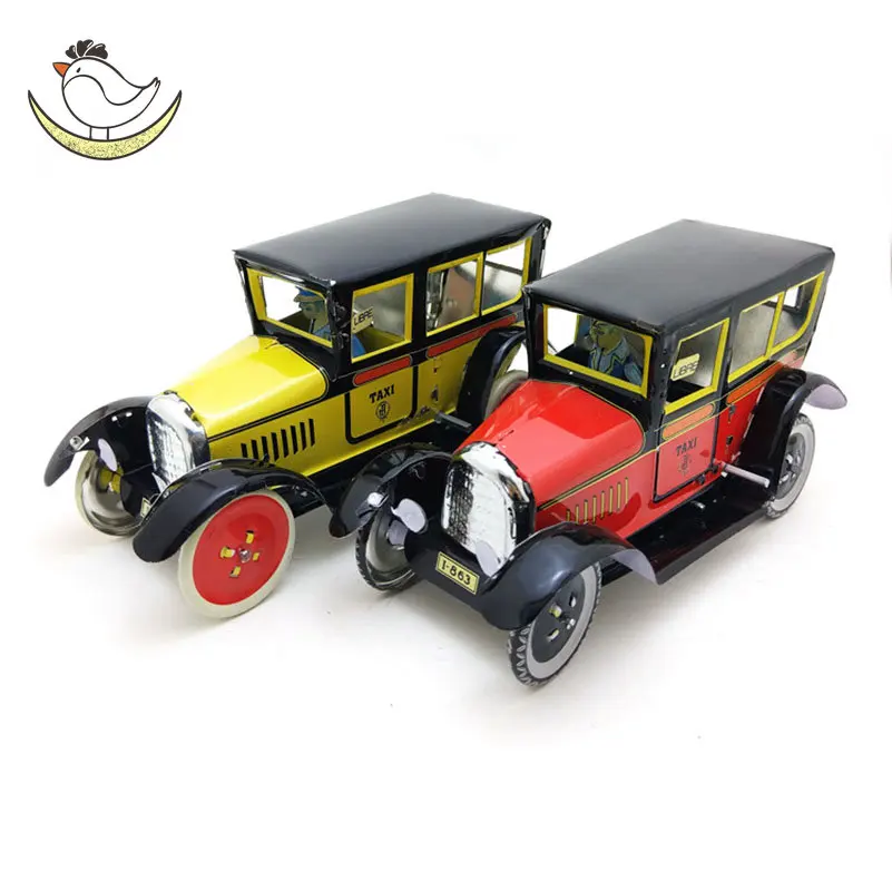 

1:24 Nostalgia Taxi Tin Toy Vehicle Toy Models Collection Diecast Classic Cars Decorative Ornaments Clockwork Aldult Play Toys