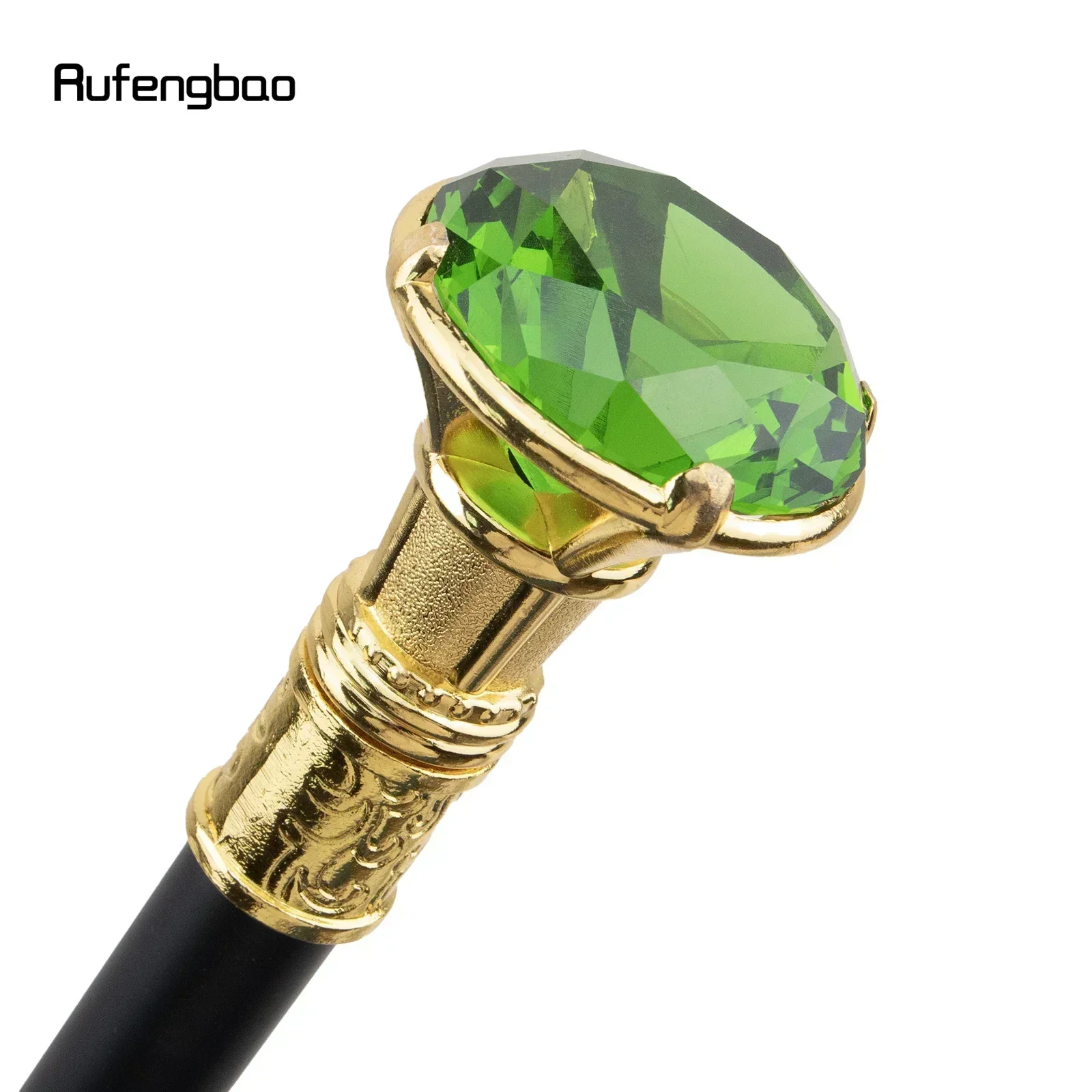 Green Diamond Type Golden Walking Cane Fashion Decorative Walking Stick Gentleman Decorative Stick For Cosplay 93cm