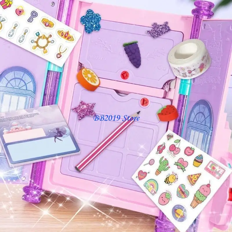 لعبة مذكرات Q0KB مع قفل ومفاتيح للأطفال هدية عيد ميلاد للفتيات من سن 6 سنوات فما فوق