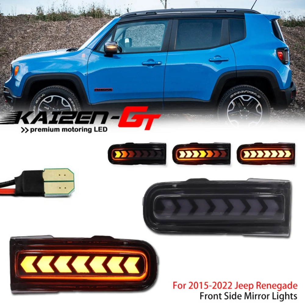 Error Free Sequential Amber LED Car Front Side View Mirror Lights Assembly Turn Signal Lights For Jeep Renegade 2015-2022 12V