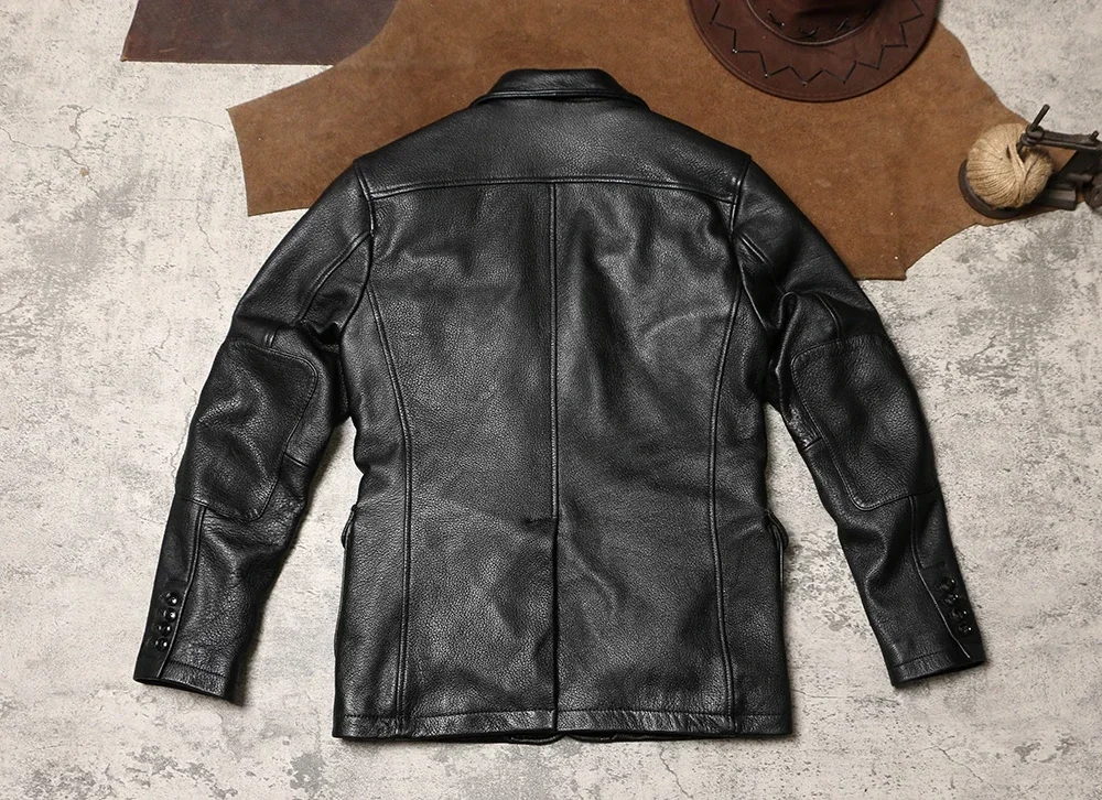 Yapi Vintage Genuine Leather Hunting Suit Thick Soft Goat Wrinkle Leather Suit Spring and Autumn Men's Casual Multi Pocket