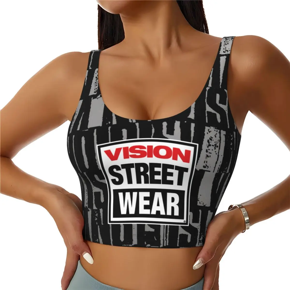 

Custom High Impact Cool Vision Street Wear Sports Bra Women's Gym Workout Yoga Crop Top