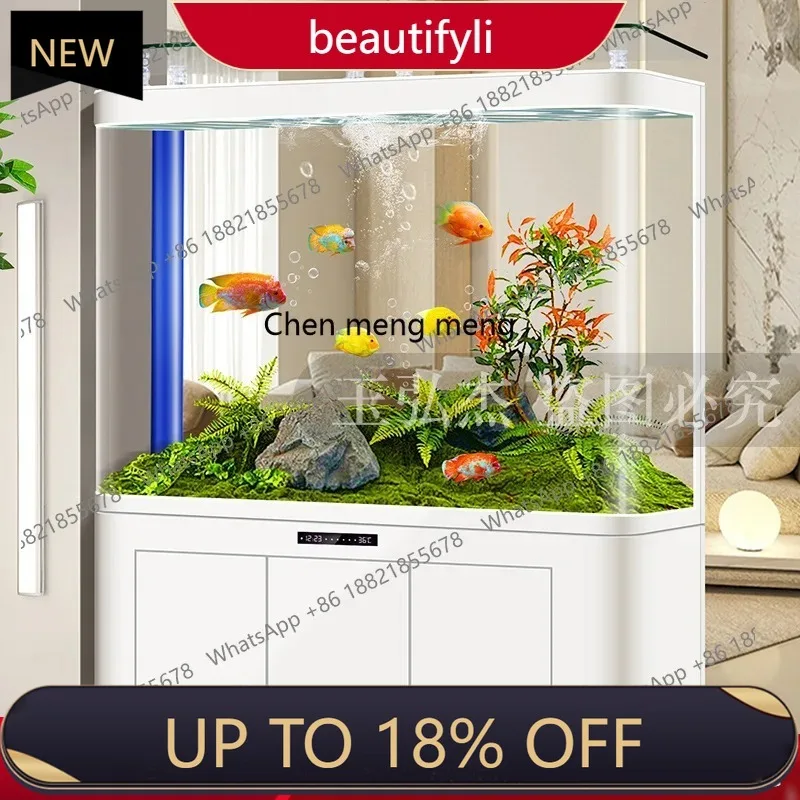 

P178 Integrated bottom filter fish tank, medium and large water-free ecological goldfish tank in the against the wall aquarium