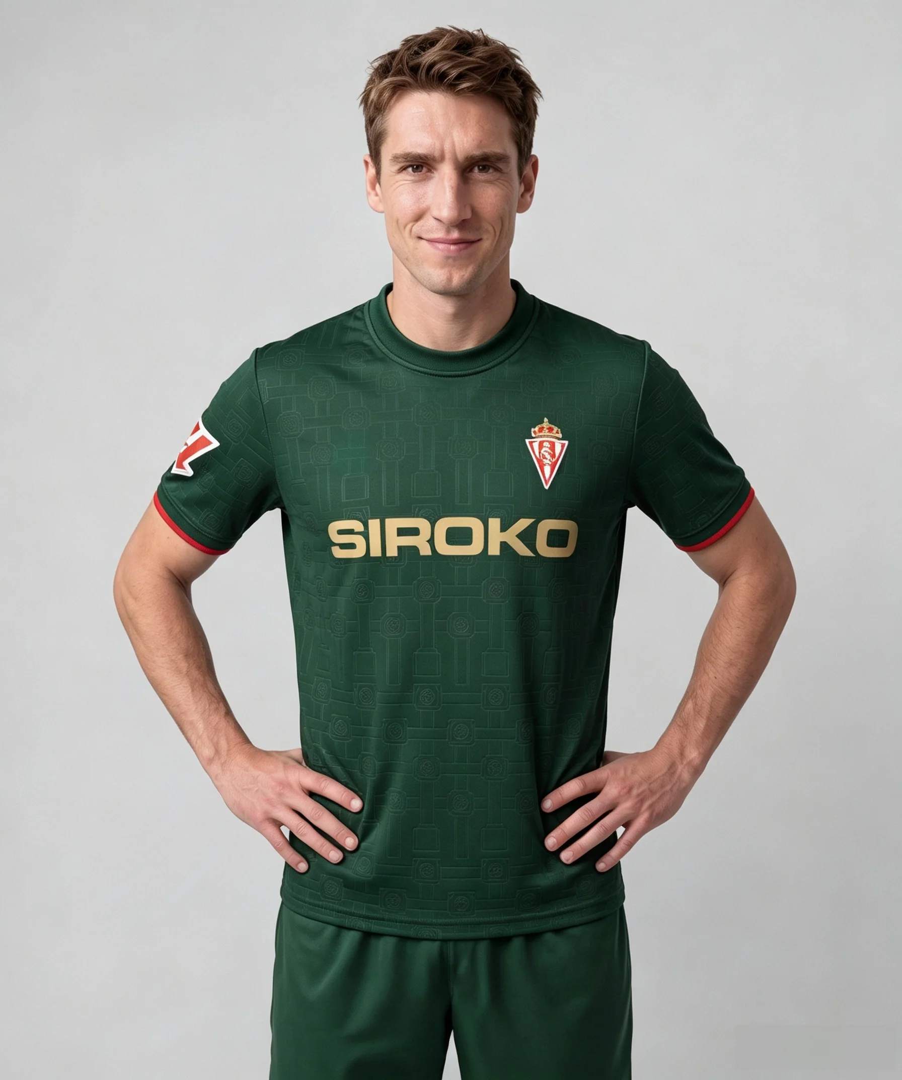 2026 Sporting de Gijón 3D-gedrucktes Fußballtrikot für Herren, atmungsaktiv, schnelltrocknend, kurzärmeliges T-Shirt, Familien-Partnerlook – Detail 3
