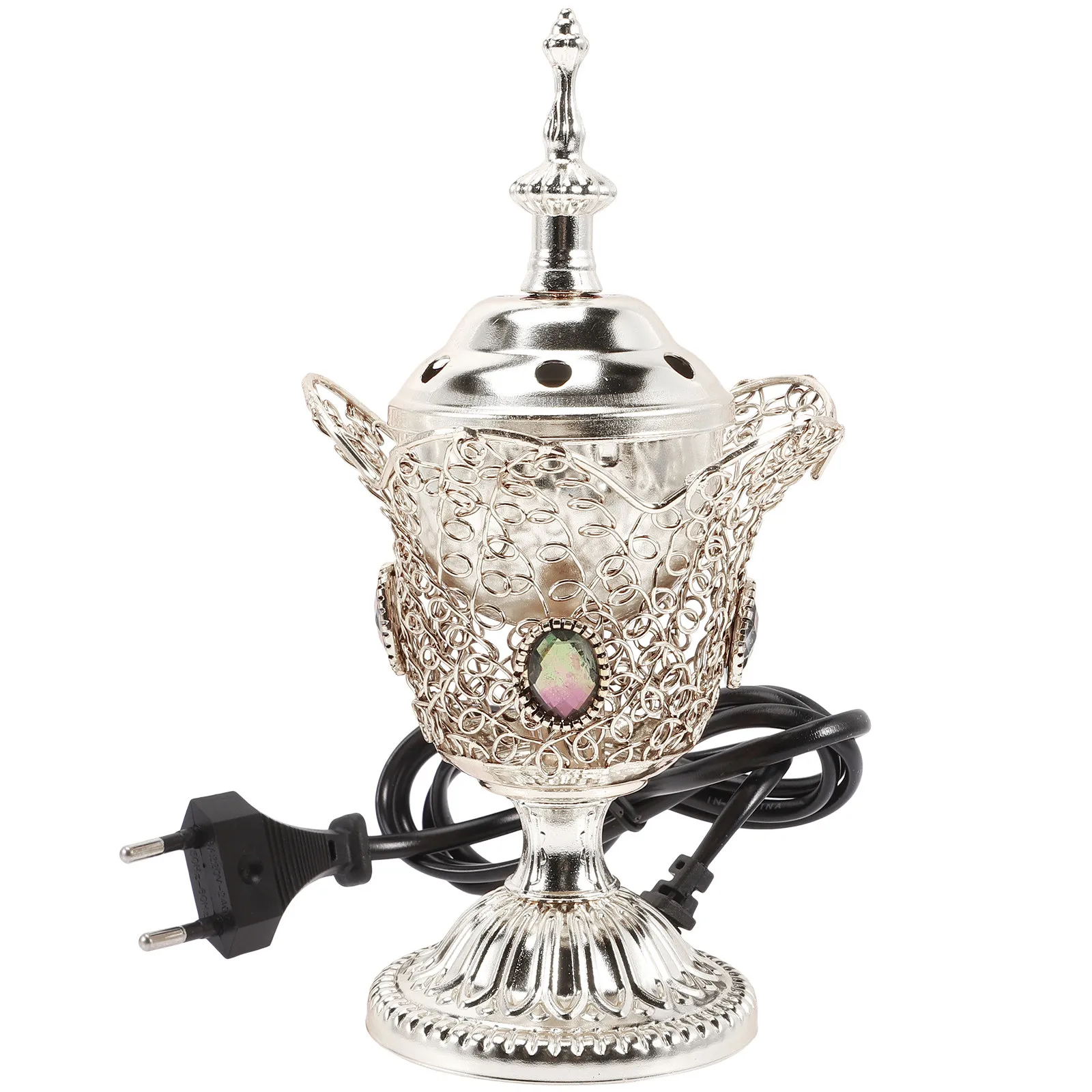 Electric Middle Eastern Incense Burner Home Sandalwood Incense Burner Metal Indoor Incense Burner Arabic Incense Burner, EU Plug