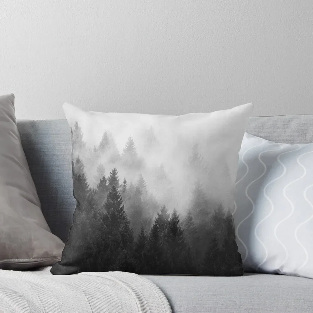 

I Love You But I Have Chosen Darkness // Misty Romantic Retro Fall Wilderness Fairytale Forest With Trees Covered I Throw Pillow