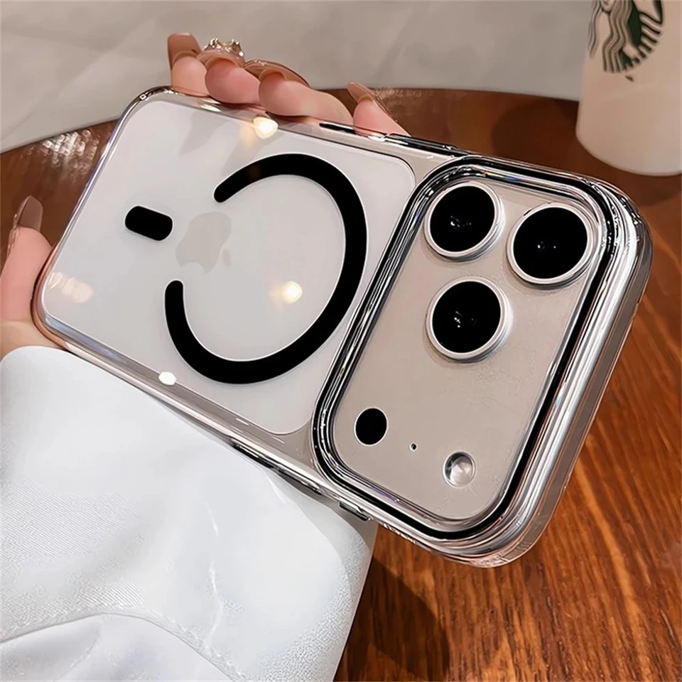 Funda Transparente Ultra Delgada Rígida PC Magsafe para iPhone 17 Pro Max Air 13 14 15 16 Plus a Prueba de Golpes 5
