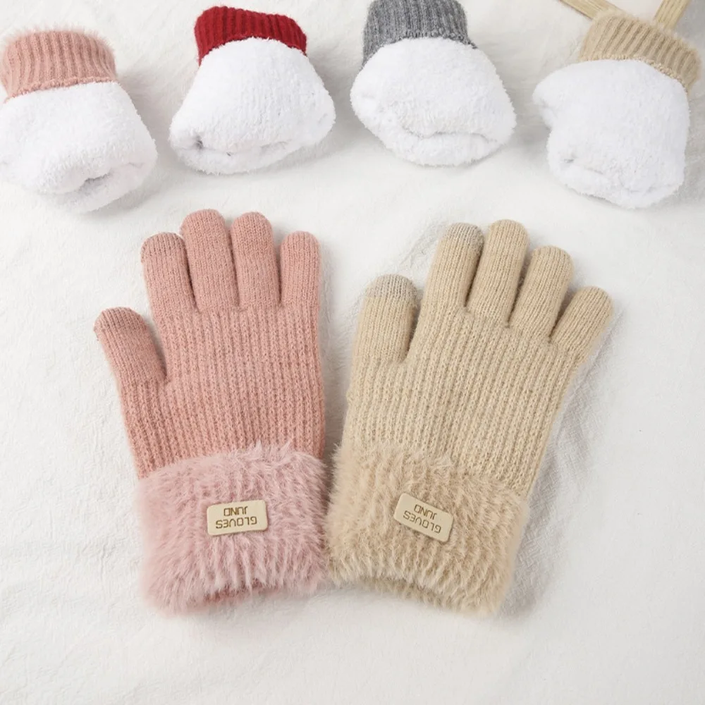 2024 Touchable Screen Winter Gloves Knitted Warm Touch Screen Gloves Full Finger Driving Mittens Women Men