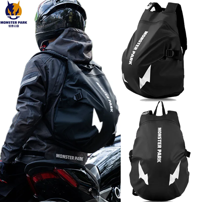 

MONSTER PARK Riding Backpack Motorcycle Helmet Backpack Female Motorcycle Rider Bag Men Large Capacity Waterproof Travel Bags