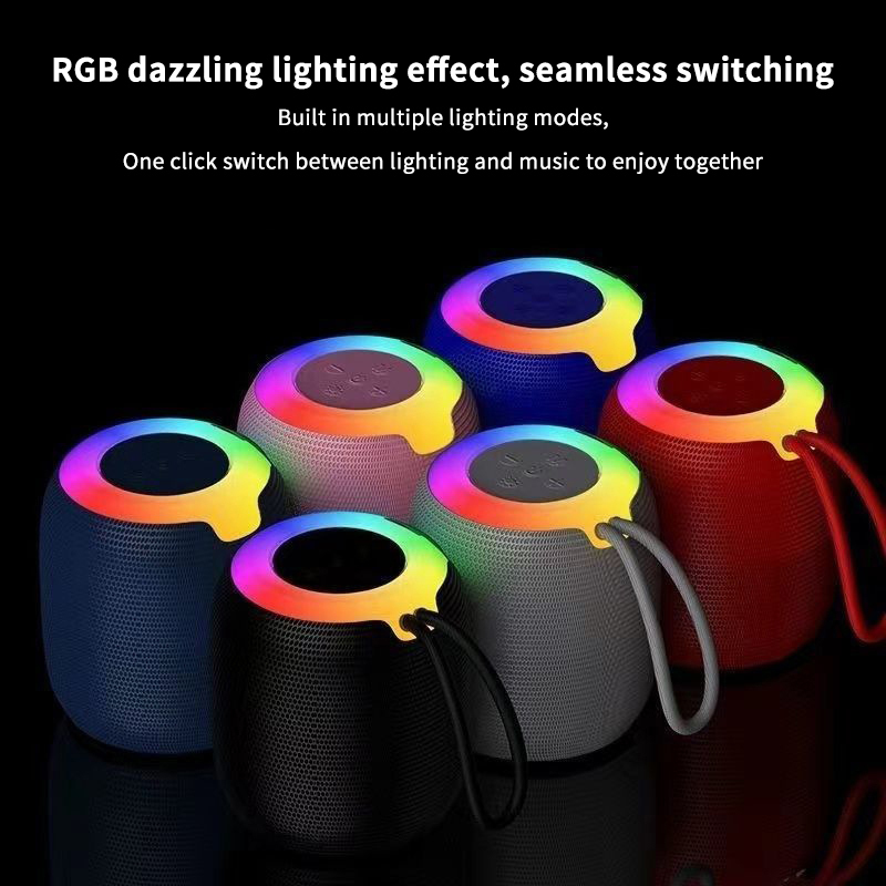  Portable Waterproof Wireless Bluetooth Speaker with RGB Color Light HiFi Stereo Sound Heavy Bass Rechargeable Outdoor Speaker 