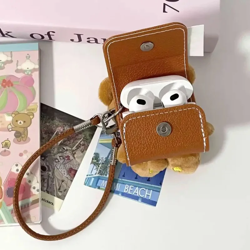 Rilakkuma PU Small School Bag Pendant Y2K Kawaii Japan AirPods4 Apple Apple Case Cartoon Bluetooth 3airpodspro2 Decoration New