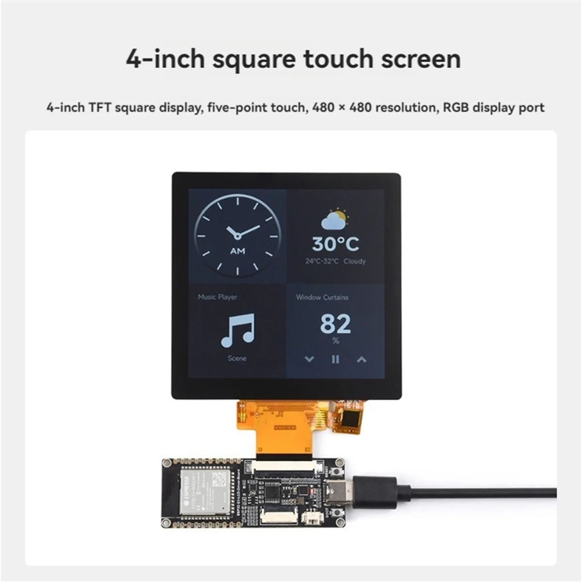 A57G-Waveshare ESP32-S3 Плата драйвера с сенсорным ЖК-дисплеем Встроенный модуль WROOM-1-N8R8 480x480 ST7701 Драйвер дисплея B