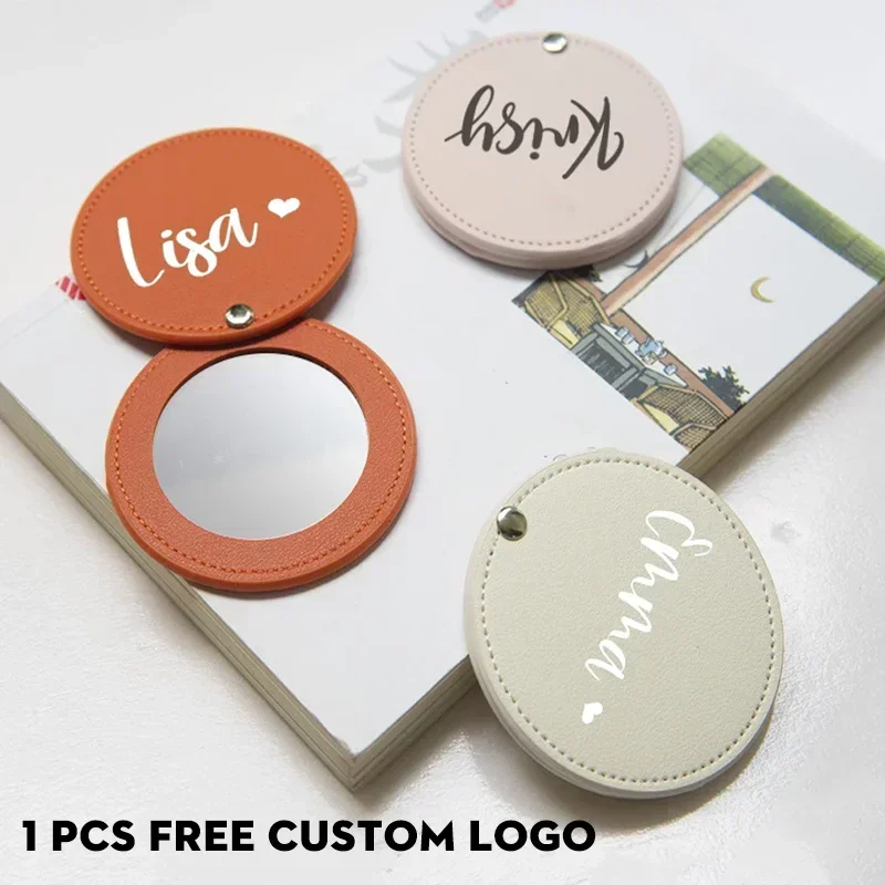 Personalized Leather Pocket Mirror Mini Travel Handheld Portable Makeup Mirrors Wedding Bridesmaid Gift For Her Name Engraved